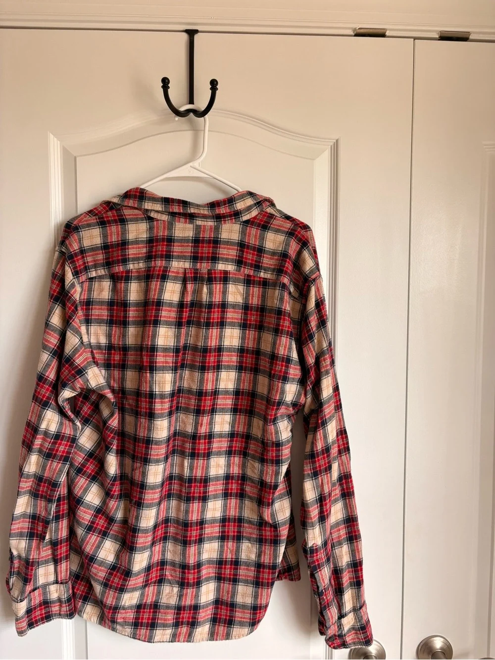 J. Crew Red and Cream Plaid Long-Sleeve Button-Down Shirt